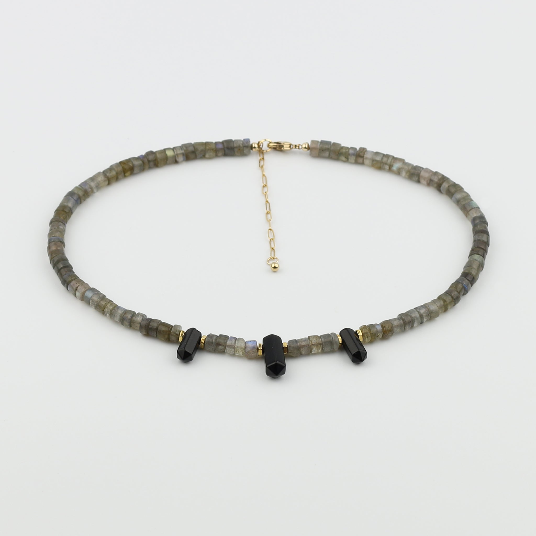 Labradorite Crystal Trio Necklace; the manifestation stone
